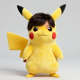 a portrait photograph of Bob Ross Wearing a pikachu suit