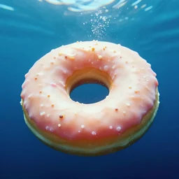 donut under water sea , sunk deep water view , under water pictures