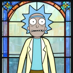 rick sanchez of rick and morty, stained glass