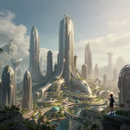 beautiful render of an alien technoworld cityscape, unreal engine, concept art, soft light, by andree wallin and james clyne, cgsociety