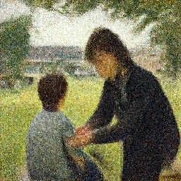 modern day depiction of the residential counselor helping a kid, residential campus in the background in the style of William-Adolphe Bouguereau,