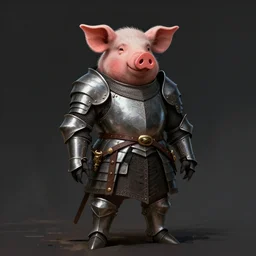 pig wearing medieval suit of armor, illustration, concept art, art by wlop, dark, moody, dramatic