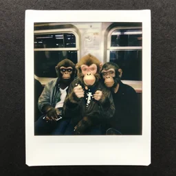 monkey zombies on the subway new york, polaroid