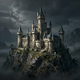 a castle inside of a moutain, digital, fantasy, high details, dramatic, dark atmosphere