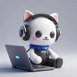 funky cartoon cyberpunk cat in headphones prooving that linux is better, using laptop, extremely detailed, sharp focus, wide view, full body shot, smooth, digital illustration, by james jean, by rossdraws, frank franzzeta, mcbess, sakimichan, brosmin, danton fadeev, steve simpson