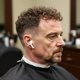 walter white, perm, wavy, fade, curly haircut, barber, wearing airpods