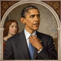stunning renaissance fresco of Barack Obama, masterpiece, artstation, by Sandro Botticelli, by Sofonisba Anguissola