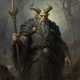 mystical orc wizard, oil painting, dramatic, robed warrior, orc with horns, medieval background, ultra realistic, artstation award, fantasy, concept art, portrait pose, full body, in the style of magic the gathering