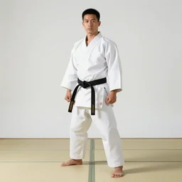 a photo of a karate master standing on tatami