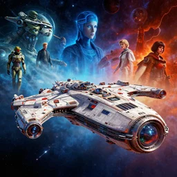 an epic space ship scene, by ridley scott, elite dangerous, kitbash 3 d texture vibrant, colorful, utopian scifi spaceship inspired by jupiter ascending, the culture, matrix, star wars, ilm, star citizen halo, mass effect, starship troopers, elysium, the expanse, high tech research, artstation, cryengine, frostbite engine