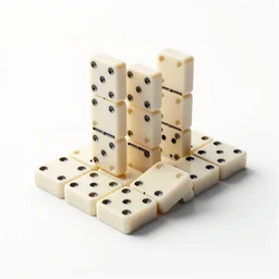 elegant dominoes set, stylized 3d render, isolated on a pure white background, centered, entire object in frame, sharp focus, soft studio lighting