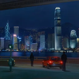 “ nighthawks by edward hopper, except it ’ s set in a cyberpunk hong kong of the far future. ”