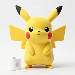 Pikachu Sculpture made out of toilet paper