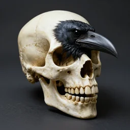 raven monster skull with a beak, photo realistic