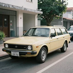 a 1980s station wagon on the street