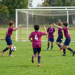 kid scored a goal in soccer match and run to celebrate with his team mates. octane, 4 k, cg, unreal engine.