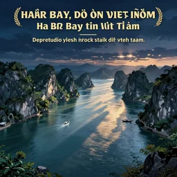 poster of ha long bay in vietnam at night by studio ghibli