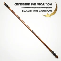 picture of a single wooden long futuristic thin ninja staff with some black ornaments, highlight, weapon, cyberpunk, sci - fi, fantasy, dnd, close shot, single long stick, bright background, award winning