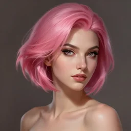 a League of Legends FAN ART Portrait of VI, pink hair, short hait, elegant, highly detailed, digital painting, concept art, smooth, sharp focus, illustration, by Patrice murciano ,artstation,deviantart,Unreal Engine,face enhance,8K,golden ratio,cinematic lighting