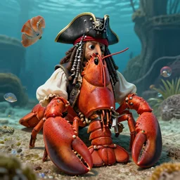 humanoid lobster dressed like a pirate captain, fantasy art, hd, 4 k,