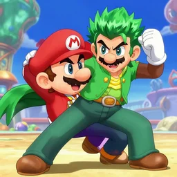 Mario fight Jotaro Kujo