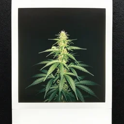 polaroid photo of a cannabis plant monster