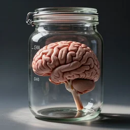 photo of a brain in a jar
