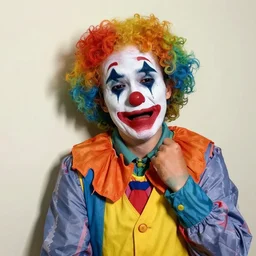 photo of a clown crying in a corner
