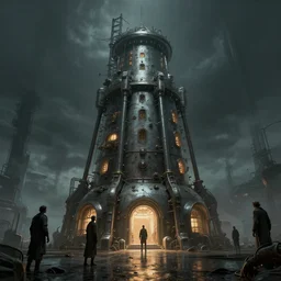 creepy steampunk nuclear reactor, persons, by atey ghailan, ismail inceoglu, michal lisowski, artstation, volumetric light, high detail, reflection, ambient occlusion, perfect, dystopian, concept art, hdr, 4 k