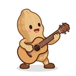 peanut playing guitar, cartoon