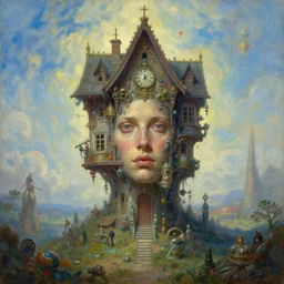 portrait oil painting, perfect expression, subconscious connects, purified consciousness, the house with a clock in its walls, fantasy character portrait, ultra realistic, wide angle, intricate details, the expanse, mass effect, artifacts, luminous skies, highly detailed, michael cheval, peter mohrbacher, boris vallejo, jessica rossier, oil painting, highly detailed, cinematic lighting, unreal, natural tpose