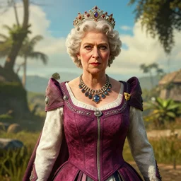 queen elizabeth as an npc in far cry 5, ingame screenshot, 1080p