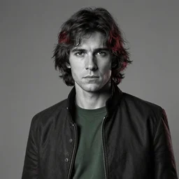 portrait of young jacen solo caedus in shades of grey but with red and green by jeremy mann