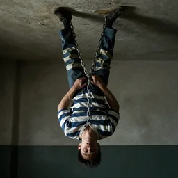 chained prisoner hanging from ceiling hd wallpaper
