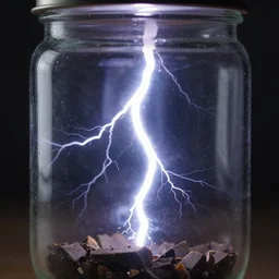 lightning in a jar,close-up,highly detailed,lots of detail,realistic,real photograph,professional photograph,,professional lighting,3 point lighting,8k