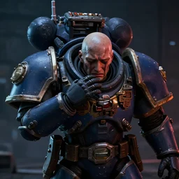 very sad crying guardsman in a space hulk from warhammer 4 0 k darktide : : octane render, unreal engine 5, cinematic lighting