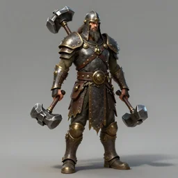 Full body picture of a male Barbarian, hammers, Steampunk, d&d, trending on Artstation, artstationHQ, artstationHD, science fantasy, matte painting, by Frank Franzzeta