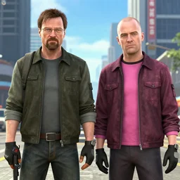 screenshot of walter white and jesse pinkman as npcs in watch dogs 1 (2014)
