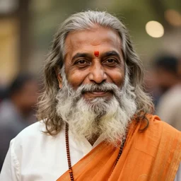 A portrait of Jaggi Vasudev, highly detailed, trending on artstation, bokeh, 90mm, f/1.4