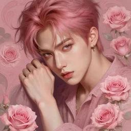 portrait of kpop idol, dreamy and ethereal, expressive pose, fierce expression, intricate, rose tones, highly detailed, digital painting, artstation, concept art, smooth, sharp focus, illustration, art by artgerm and greg rutkowski and alphonse mucha