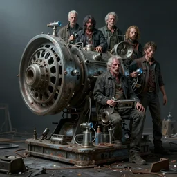 airbrushed abandoned machine by kelly freas, geof darrow, alex ross, basil gogos, philippe druillet, fine art masterpiece baked at 3 0 0 f, matte painting, cold lighting, aged with sunlight, award winning horror, photorealistic render, cinematic