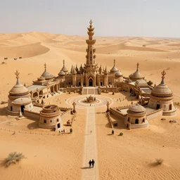 a magical tribal sacred religious warrior village in the middle of a vast desert, art by craig mullins, greg rutkowski, highly detailed, trending on art station, matte painting, octane render, 8 k, unreal engine