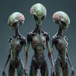 aliens brainsuckers by katsuya terada, photorealism, hyper realism, octane render, 8 k, hyper detailed.