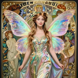 a beautiful faerie wearing silk gown, detailed, rainbowshift, by maxfield parrish, alphonse mucha, brian froud
