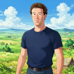 concept art of mark zuckerberg in the style of dragon ball, beautiful landscape, 4k anime character illustration by akira toriyama, artstation
