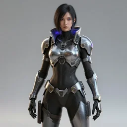 Cyberpunk female rogue armor concept art, 4k render, digital art, soft lighting