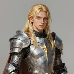 a beautiful artwork of a paladin with long blonde hair, by Brad Rigney, featured on artstation