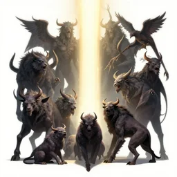 the holy light pierces through the evil beasts, concept art, digital illustration, trending on artstation, deviantart, artgerm, epic composition, masterpiece, highly detailed, advanced technique, ambient lighting, wlop, ross draws