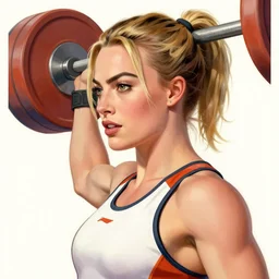 socialist realism propaganda poster of margot robbie as beautiful female weightlifter from overwatch, portrait, profile picture, socialist realism, highly detailed, intricate, digital painting, artstation, sharp focus, illustration, art by jakub rozalski, greg rutkowski, artgerm, tan zi and ayanamikodon and alphonse mucha and wlop
