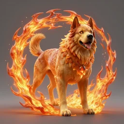 giant warrior dog in a vortex of flame, 8 k resolution matte fantasy painting, cinematic lighting, deviantart artstation, jason felix steve argyle tyler jacobson peter mohrbacher